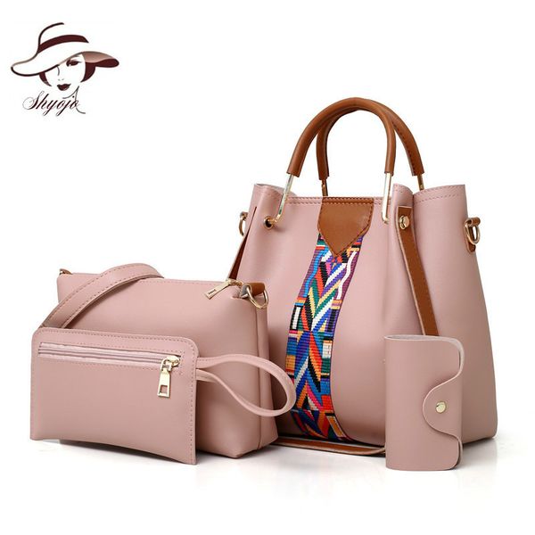 

fashion women bag 4pcs set handle big capacity female handbag shoulder bags purse clutch ladies pu leather crossbody tote