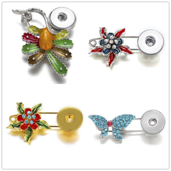 

noosa chunks pins snaps jewelry crystal pearl fower brooches snap buttons for 18mm snap button necklace bracelet jewelry accessories, Gray