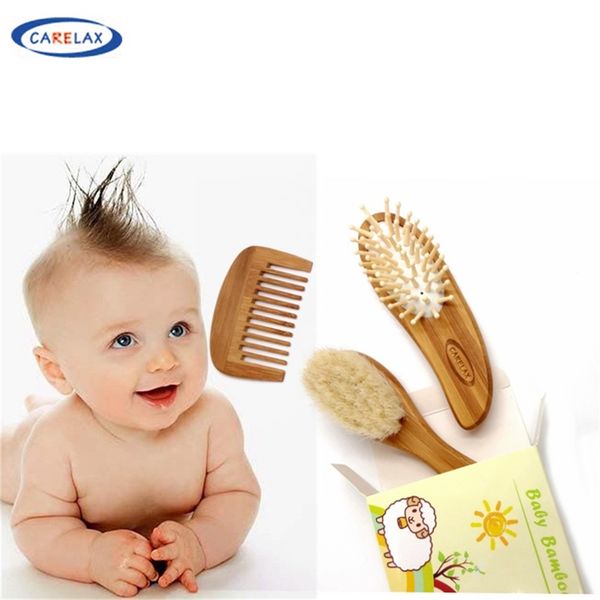 2017 Carelax Wooden Baby Hair Brush And Hair Brush Set Natural