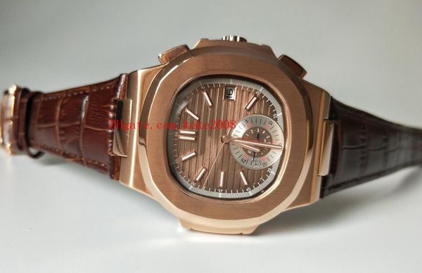 

luxury watch leather bands 40.5mm nautilus 5711/1r-001 18k rose gold asia mechanical transparent automatic mens watch150a, Slivery;brown