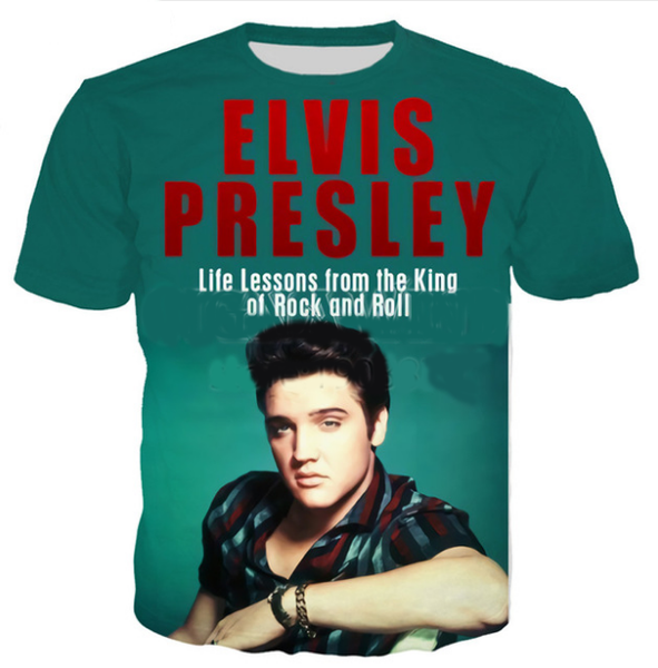 

summer style fashion mens/womens popular rap elvis aaron presley funny 3d print casual t-shirt abcq00179, White;black