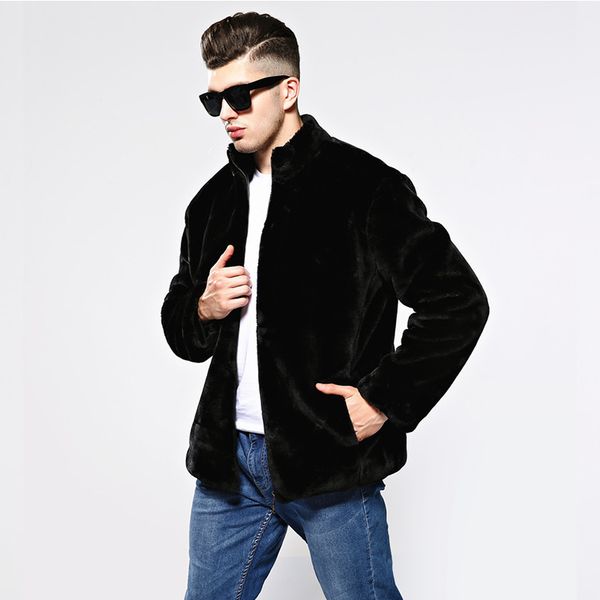 

mingjiebihuo new fashion men faux fur jacket autumn and winter korean men thick plus size comfortable warm thick handsome jacket, Black;brown