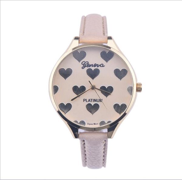 

bewell 2018 new women's analogue quartz watch with natural bracelet love pattern belt female watch children's watch fashion trend, Slivery;brown