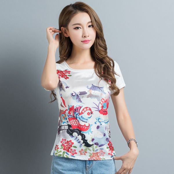 

2018 plus size women strench t-shirt o neck female clothes 20colors, White