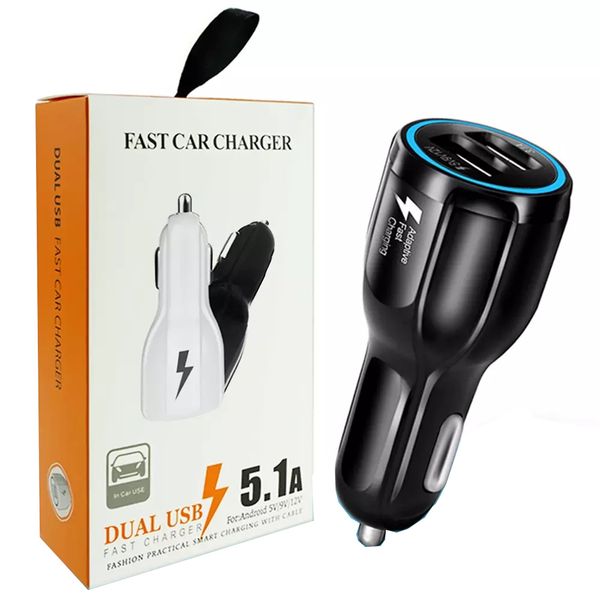

for samsung galaxy s8 iphone qc3.0 fast charge 3.1a qualcomm quick charge car charger dual usb phone charger with opp package