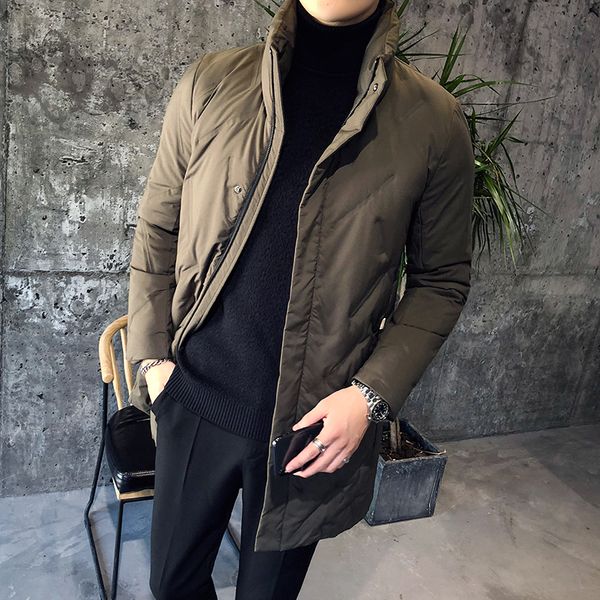 

2018 winter long fund down clothes men's parka men jaket windbreaker overcoat ing, Black