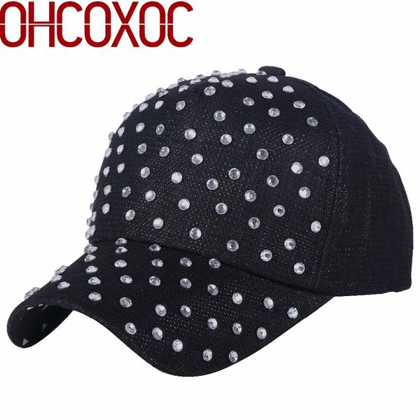 

girl women new fashion cap beauty hat clearly rhinestone dot design by handmade black baseball cap casquette female gorras, Blue;gray