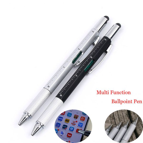 Nuevo Multi Pen Tool Stylus Gift DIY Amazing con destornillador Nivel de burbuja Plata