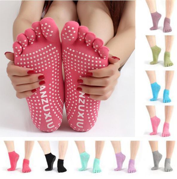 

colorful yoga socks 5 toes cotton socks exercise sports pilates comfortable foot massage sock for women kids sock, Pink;yellow