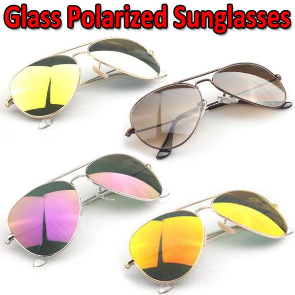 

designer glass polarized sunglasses for men women new dazzle color glass mirror sunglasses with polarized diamond lens, White;black