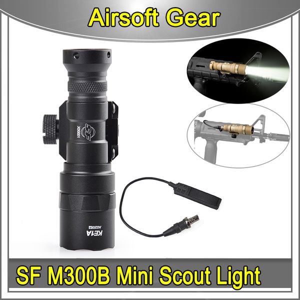 Airsoft SF M300B Светодиодный мини -скаутский фонарик 250 Lumens Hunting Led Led M300 Faintball Light для AEG GBBM16/AR15 Outdoor Sports