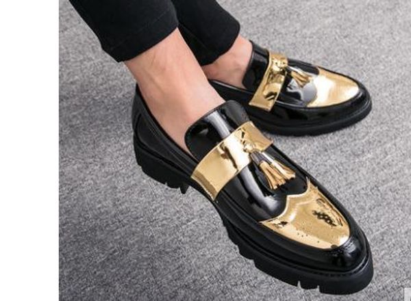 

send 2018 new style low-heel thick bottom men's leather shoes, Black
