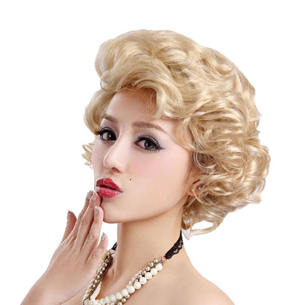 Synthetic Short Curly Blonde Hair Charming Marilyn Monroe Cosplay
