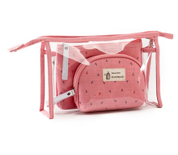 

3pcs/set fashion brand cosmetic bags waterproof neceser portable make up bag women pvc pouch travel toiletry bag blosa