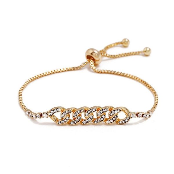 

новая улица съемки золотой сплав девушка ювелирные изделия личность простой регулируемый горный хрусталь браслет, Golden;silver