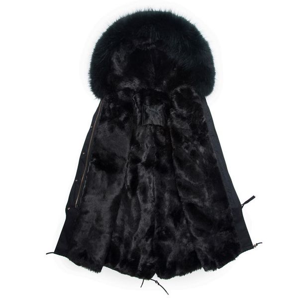 

fashion men long style black parka hooded real fur coat winter male jacket freight