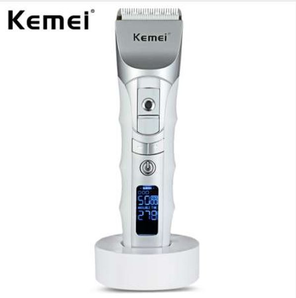 

kemei professional hair clipper rechargeable electric lcd hair trimmer hair clipper haircut barber styling tools for men eu plug