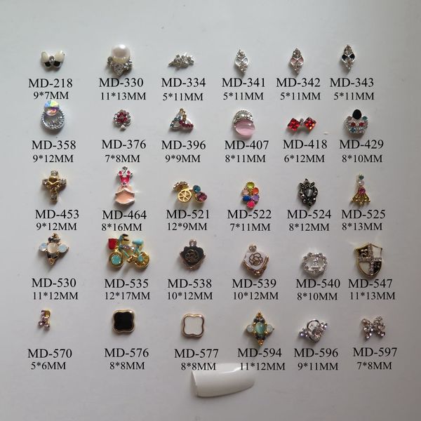 

50pcs/bag different metal butterfly handbag bike tower bow cross deco nail art metal decoration, Silver;gold
