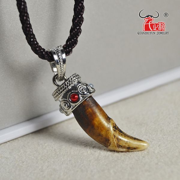 

cool boy men's bone pendant tibetan silver amulet fangs natural real tooth vintage wolf tooth charm tribal necklace lucky gift