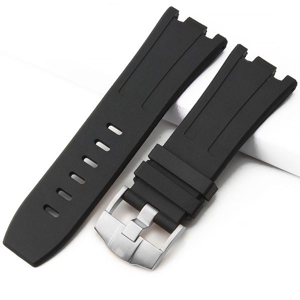 

28mm dark blue waterproof nature rubber silicone watchband men sport watch strap band for audemars and piguet with logo, Black;brown