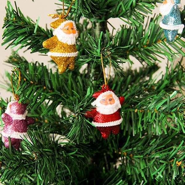 

new year 2017 6 pcs multi-color santa claus party ornaments xmas tree hanging decor