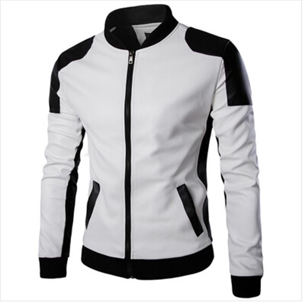 

wholesale- 2017 new design men's jacket winter&autumn pu leather black&white fashion slim jacket for man drop shipping py666