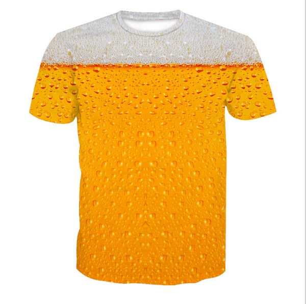 Modisches Bier bedrucktes Kurzarm-T-Shirt mit Rundhalsausschnitt in Übergröße L-6XL