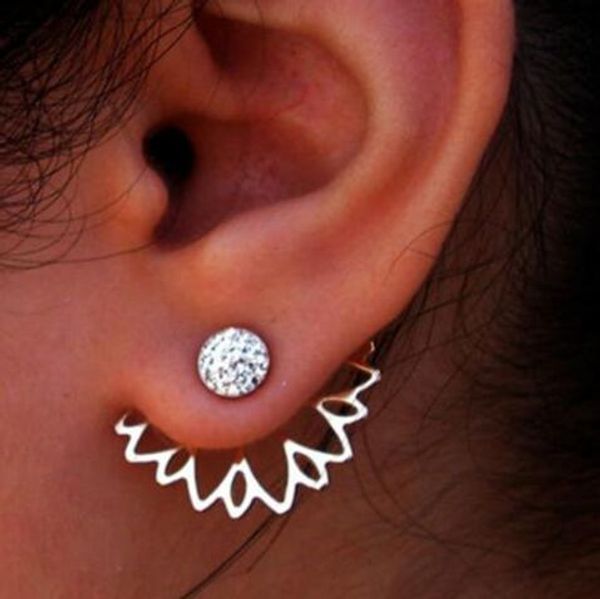 

jewelry crystal flower stud earrings for women fashion jewelry gold sliver simple design rhinestones earring jewelry, Golden;silver