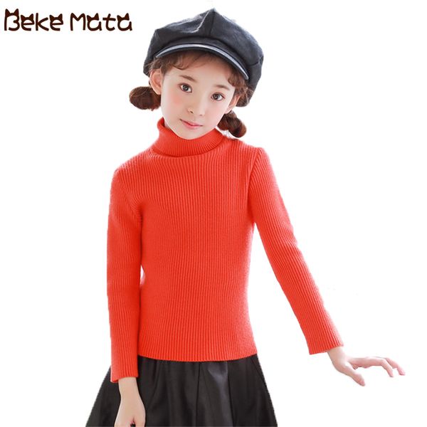 

beke mata turtleneck sweaters for girls autumn winter 2018 casual teenage kids girl sweater long sleeve knitted children's, Blue