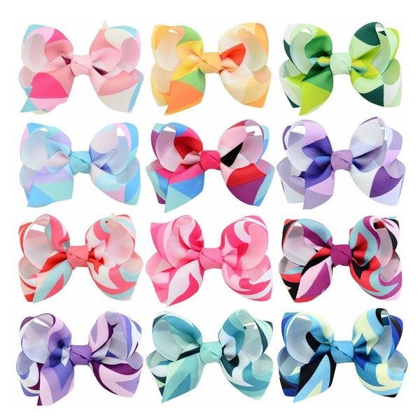 

girls wavy stripes ribbon hair bow covered hair clips jojo hairpin barrettes hairgrips fish tail girl clippers, Slivery;white