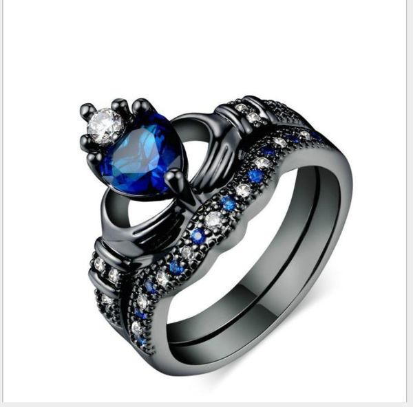 

double ring rings, women holding sapphire heart shaped rings, Silver