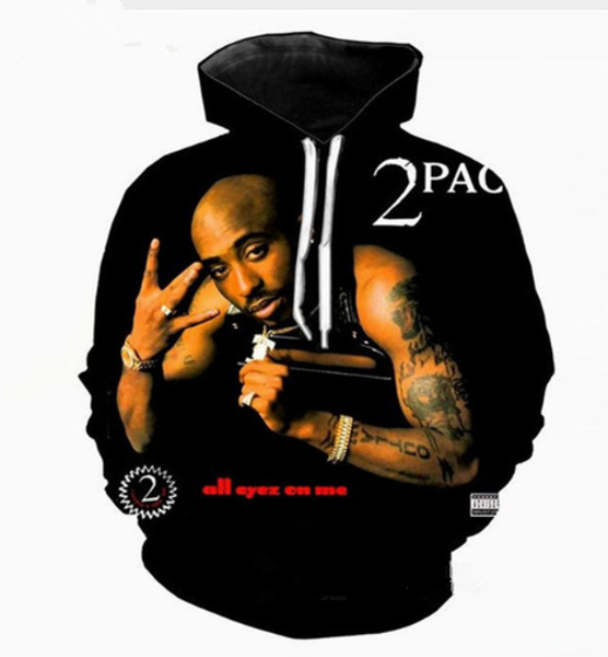 

новая смешного рэппер тупак 2pac последних  harajuku стиль 3d печать толстовка мода одежда женщина / мужчины мода hoodiest повседневных пул, Black