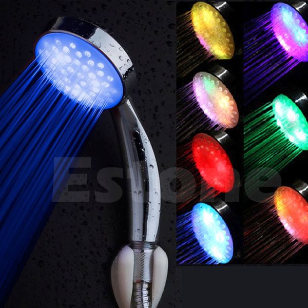 

colorful led light stainless steel round rain bathroom shower head-y103