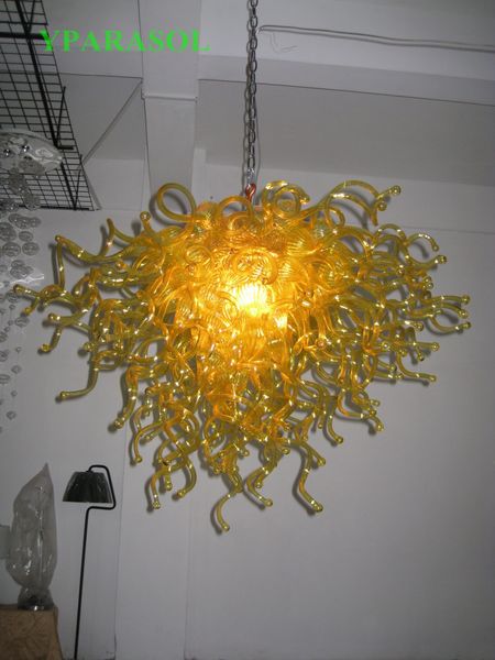 

wholesale turkish style ce ul certificate energy-saving murano glass crystal art decorative yellow pretty chain ceiling chandelier