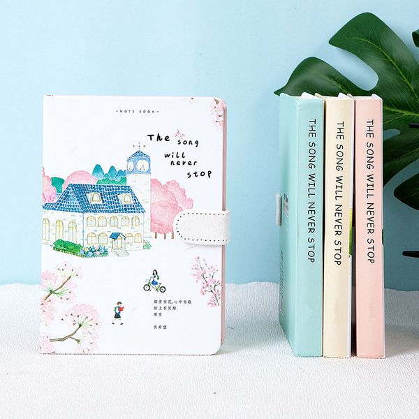 

the school life notebook school & office supply vintage color page accessory magnetic bucklediary book notepad retro stationery, Purple;pink