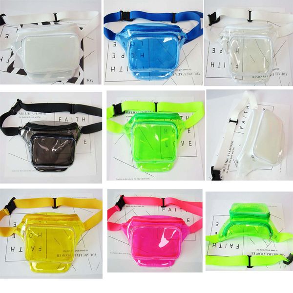 

50pcs women pvc jelly transparent fanny packs summer beach waterproof waist bags