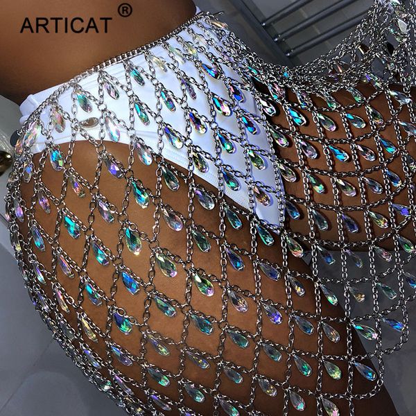 

skirts metal glitter crystal diamonds skirt women high waist hollow out sequin bodycon mini nightclub party outfits, Black