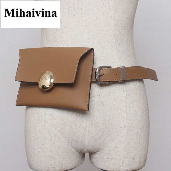 

mihaivina new trendy pu leather waist bags fashion simple women bag luxury design waist pactravel small phone belt wallets