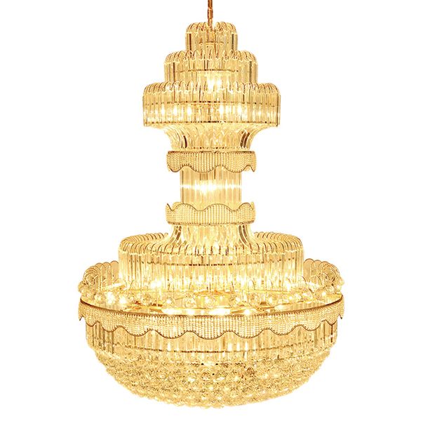 Lampadari di cristallo moderni Luci a LED Apparecchio di illuminazione a sospensione in oro grande americano Hall Parlor Lobby Living Room Home Illuminazione interna