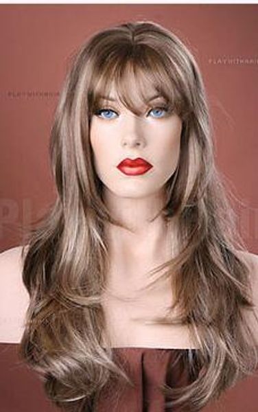 

lush lengths flowing wig soft ashy blonde blend, Black;brown
