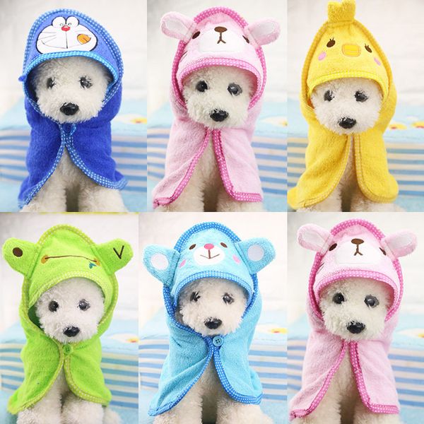 

cute dog towel pet puppy drying bath cat towel cleaning necessary dog hooded super absorbent bathrobes soft feeling pet products