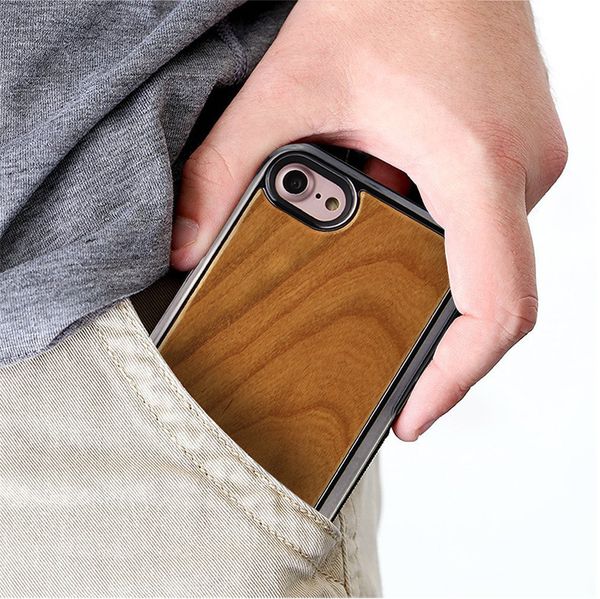 

2018 for designer phone case shockproof soft edge protective wooden case hybrid pc+tpu+wood defender case