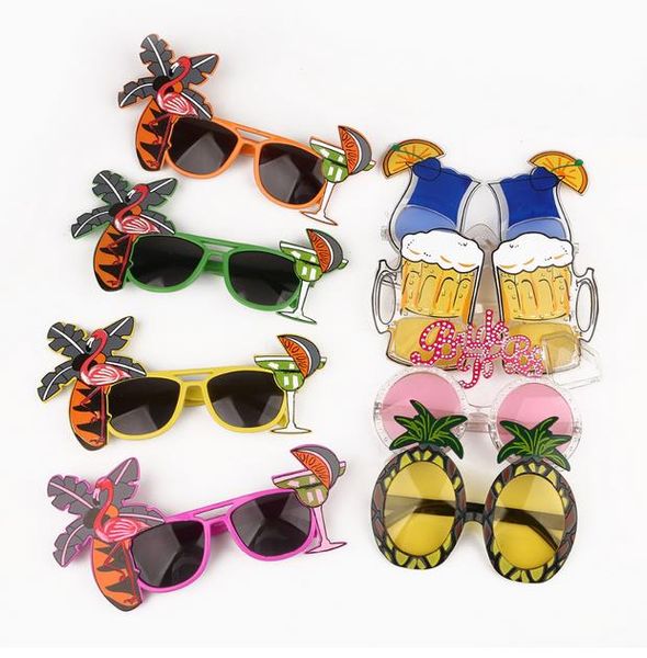 Beach Party Neuheit Obst Ananas Sonnenbrille Flamingo Party Dekoration Hawaiian Lustige Gläser Brillen Junggesellinnenabschied Liefert GA367