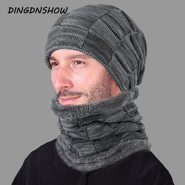 

dingdnshow] 2018 brand beanies hat cotton winter cap warm men bonnet hat skullies cap knitted