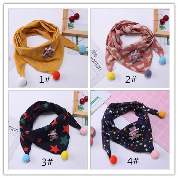 

brand new printed cotton children triangle scarf korean cartoon baby scarves 25 colors designer scarf for options model no. ne908, Blue;gray