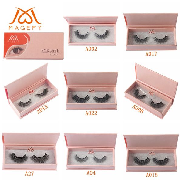 

magefy 1 pair eyelashes gift box hand made 3d mink hair lashes natural winged black thick cross long false eyelash beauty tools