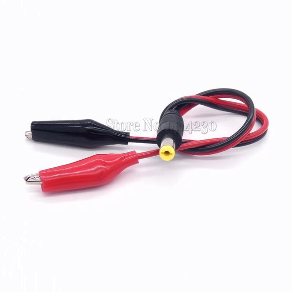 

2 alligator clip to 1 male dc power plug connector adapter wire dc 5 52 1mm 20cm red and black clips crocodile test leads