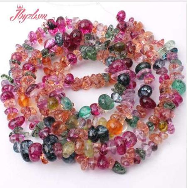 

4x6-6x8mm irregular shape multicolor quartz chips bead stone beads for necklace bracelet jewelry making 16/34" ing, Black