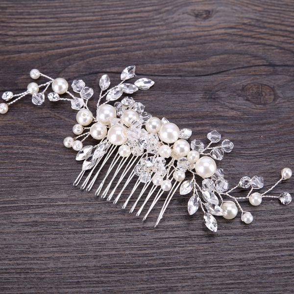 European Handmake Bridal Hair Combs Pearls Crystal Wedding Hair