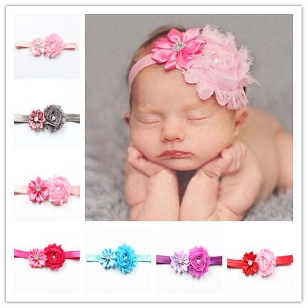 

baby flower head bands newborn crystal tiara hairband baby pgraphy props headwear adjustable lovely hair accessories, Slivery;white